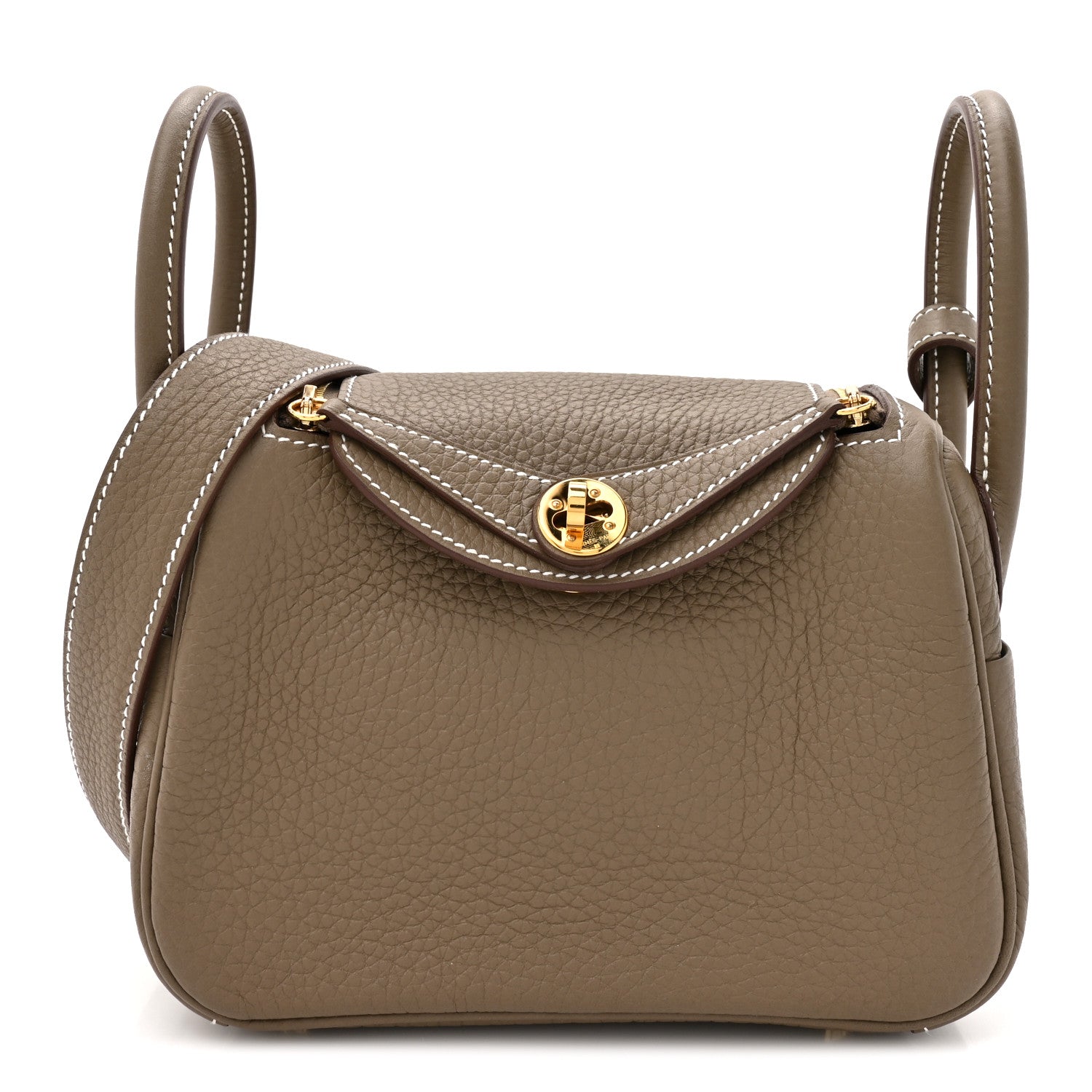 Hermes Taurillon Clemence Mini Lindy 20 Etoupe 1 of 10