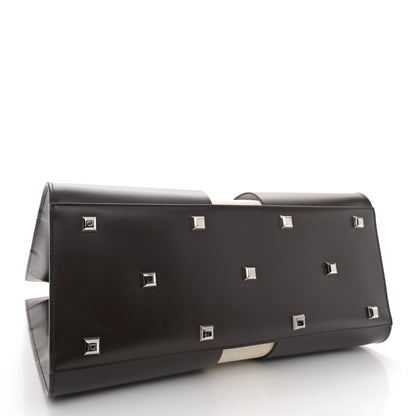 Salvatore Ferragamo Hickory Calfskin Canvas Cutout The Studio Box Bag Beige Brown 5 of 15