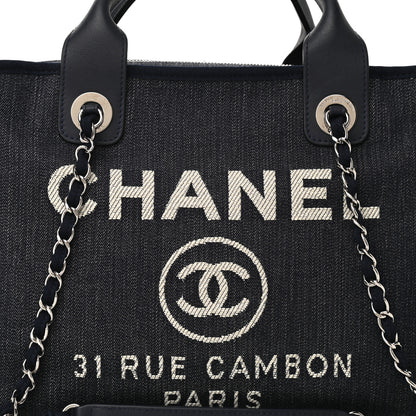 Chanel Denim Deauville Bowling Bag Dark Blue 8 of 10