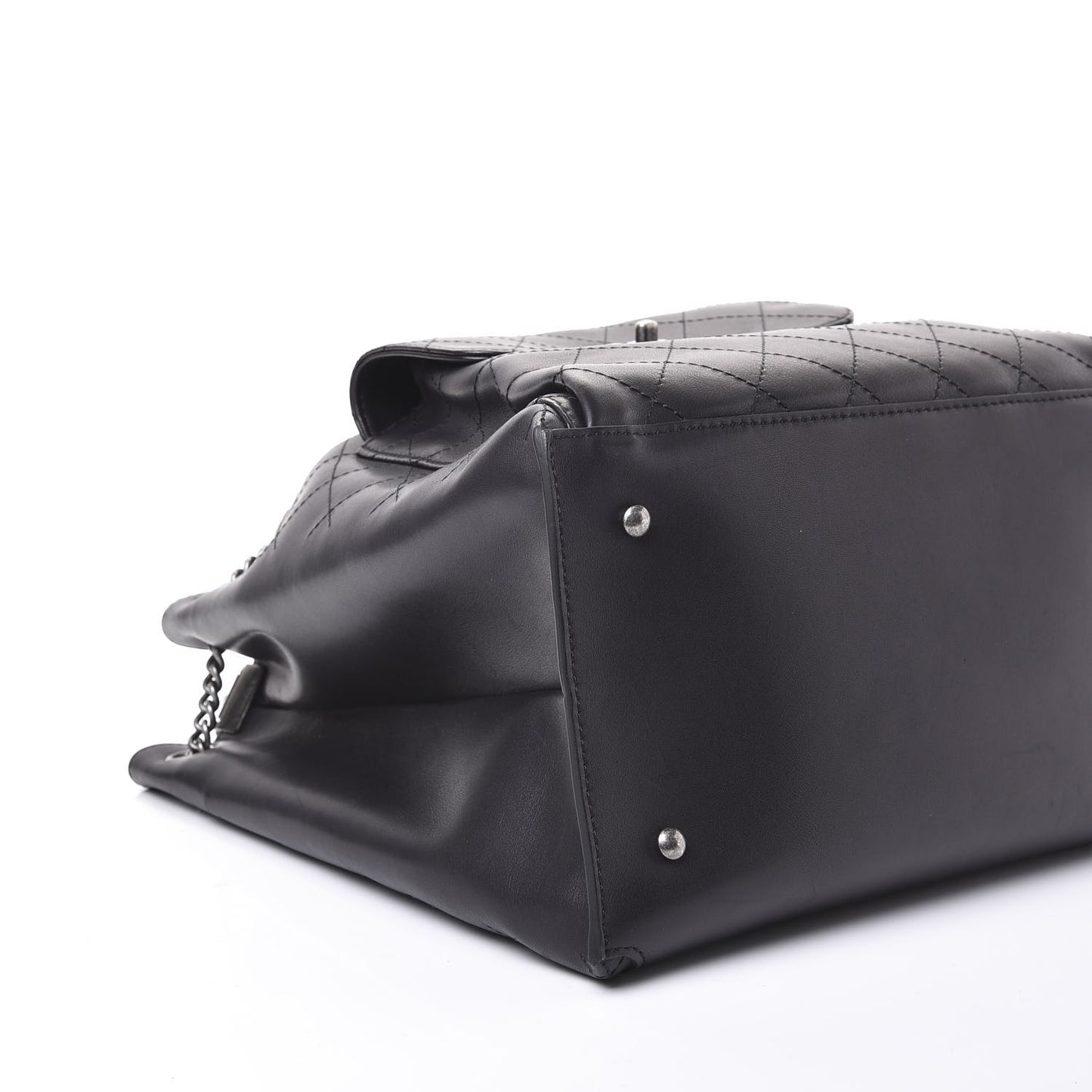 Calfskin Stitched Large Urban Luxury Drawstring Backpack Black