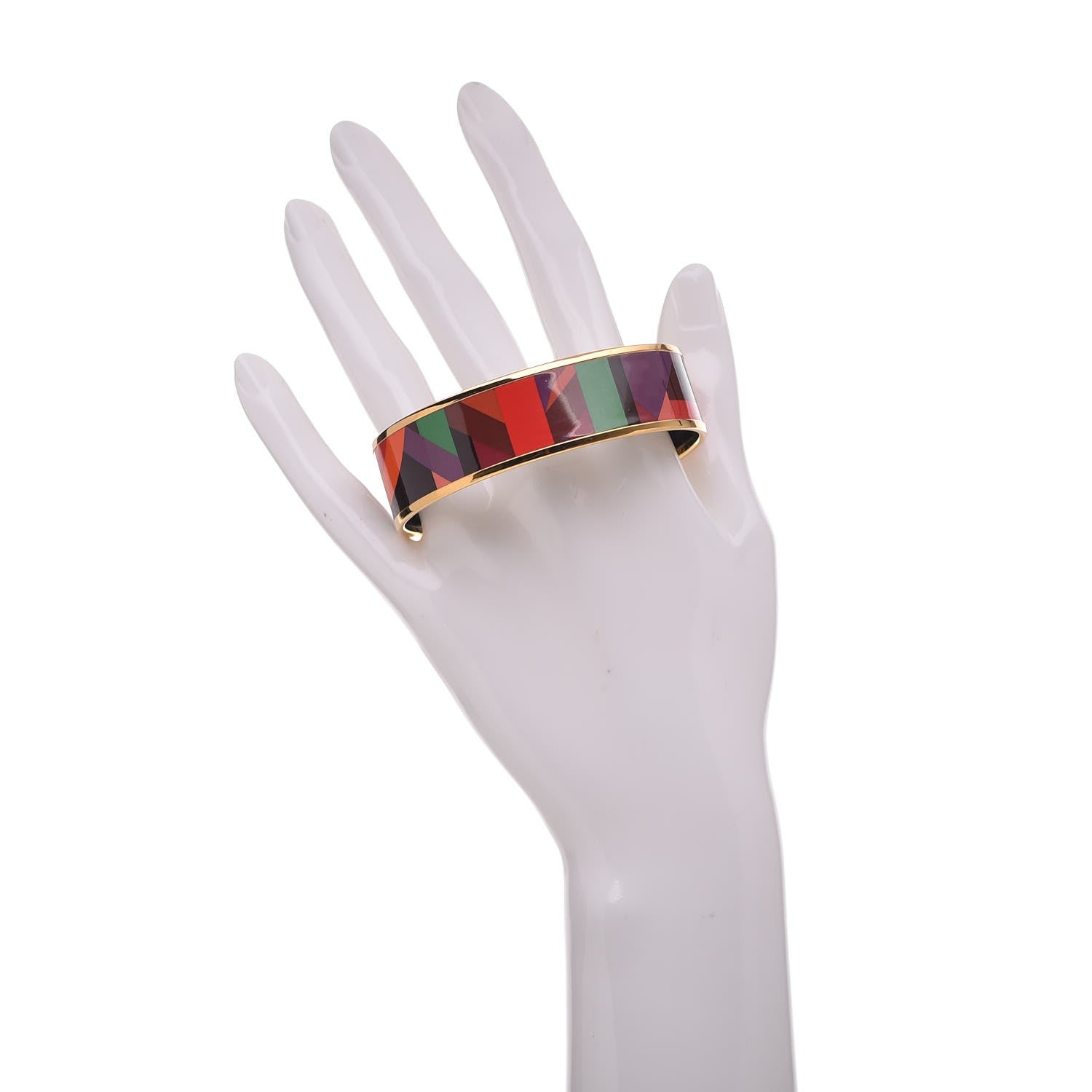 Hermes Enamel Printed Wide Perspective Cavaliere Bracelet 65 Cacao 2 of 5