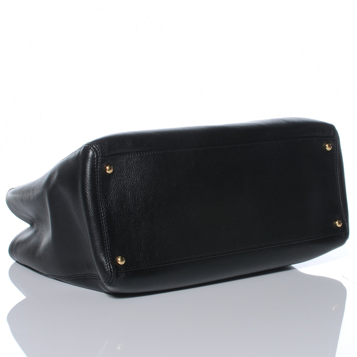 Calfskin Cerf Executive Shopper Tote Black