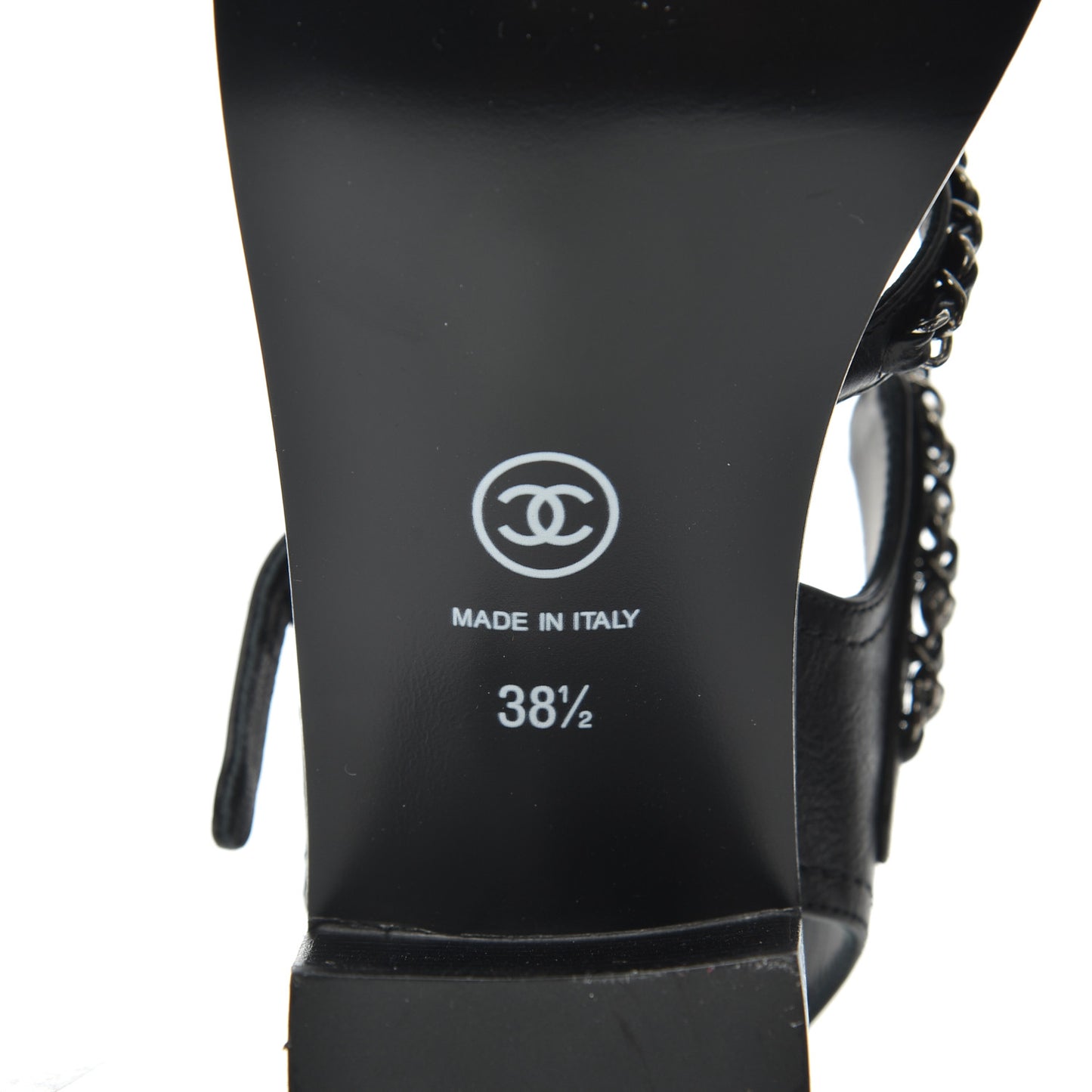 Calfskin Chain Sandals 38.5 Black