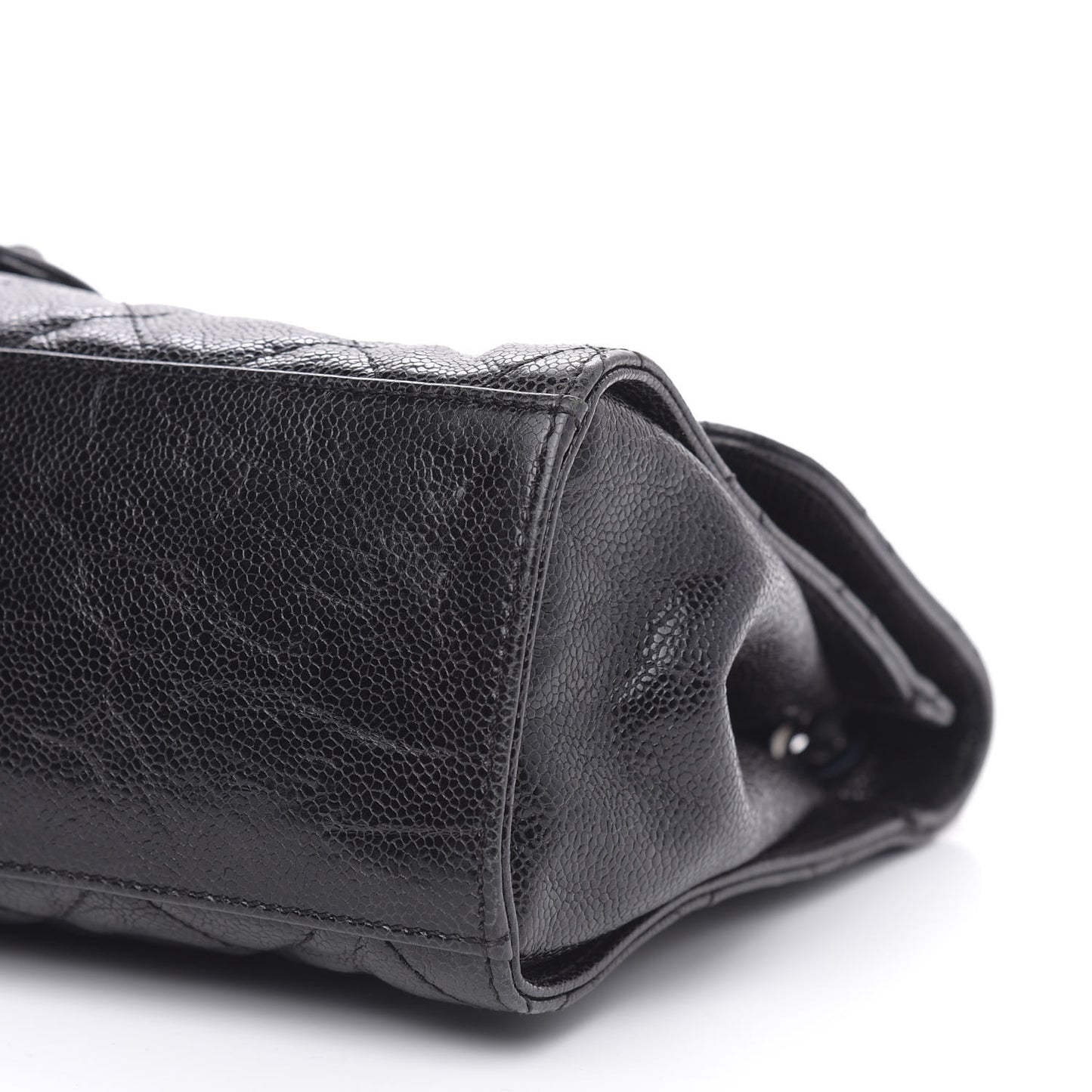 Crumpled Grained Calfskin Jumbo CC Crave Flap Black