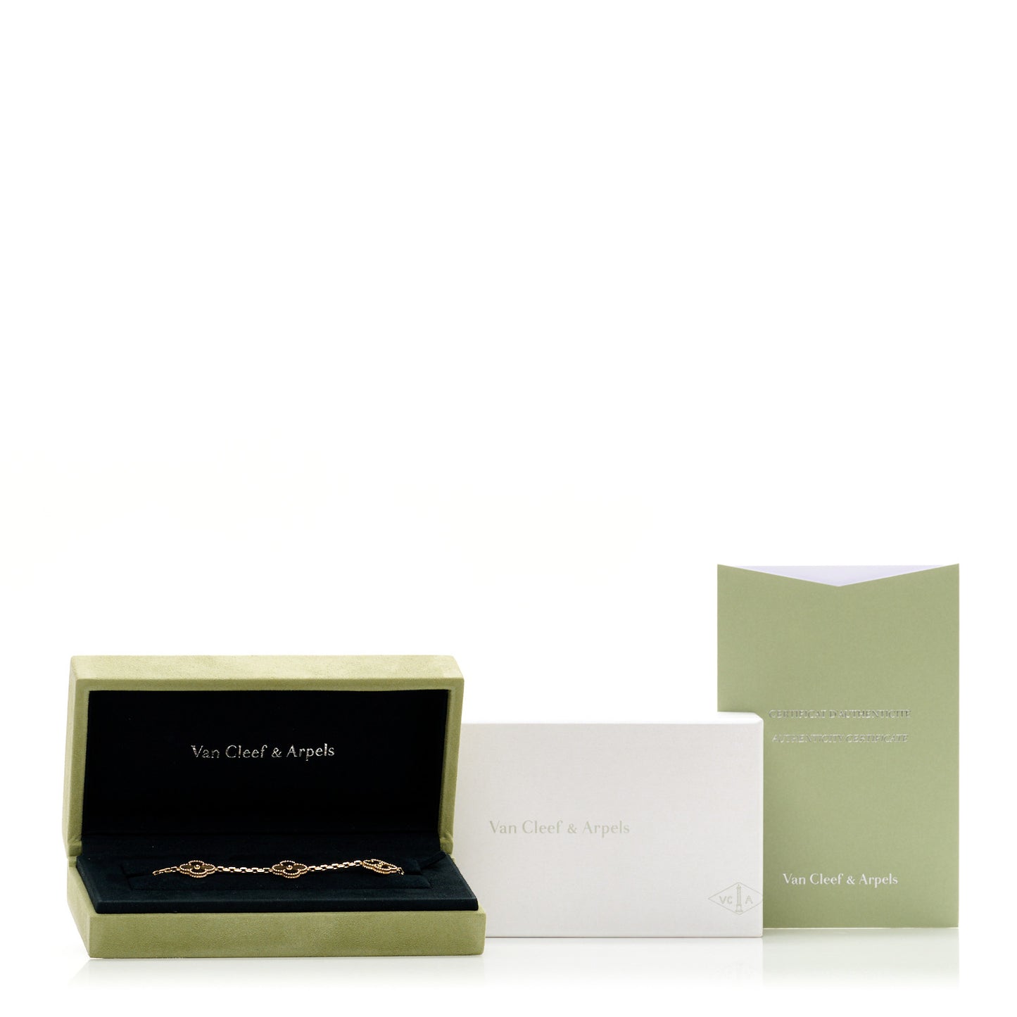 18K Yellow Gold 5 Motifs Guilloche Vintage Alhambra Bracelet