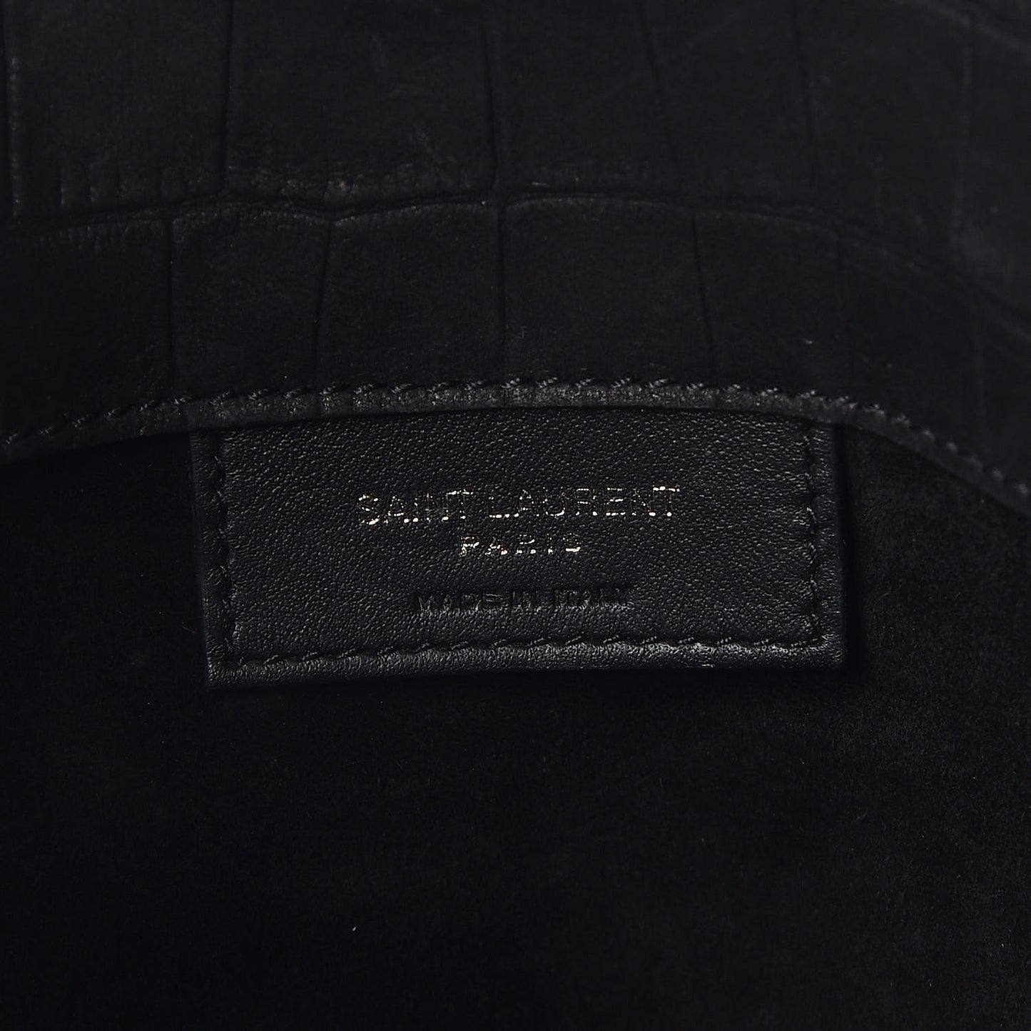 Crocodile Embossed Suede Small Supple Sac de Jour Black