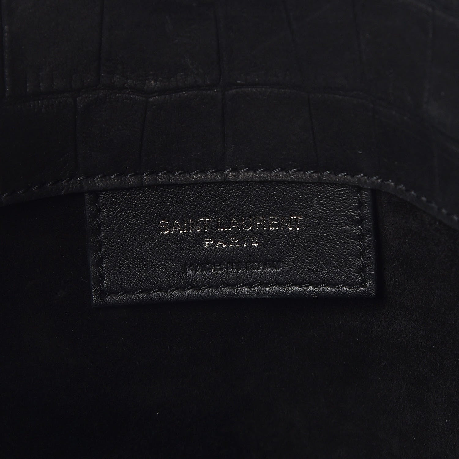Saint Laurent Crocodile Embossed Suede Small Supple Sac de Jour Black 8 of 9