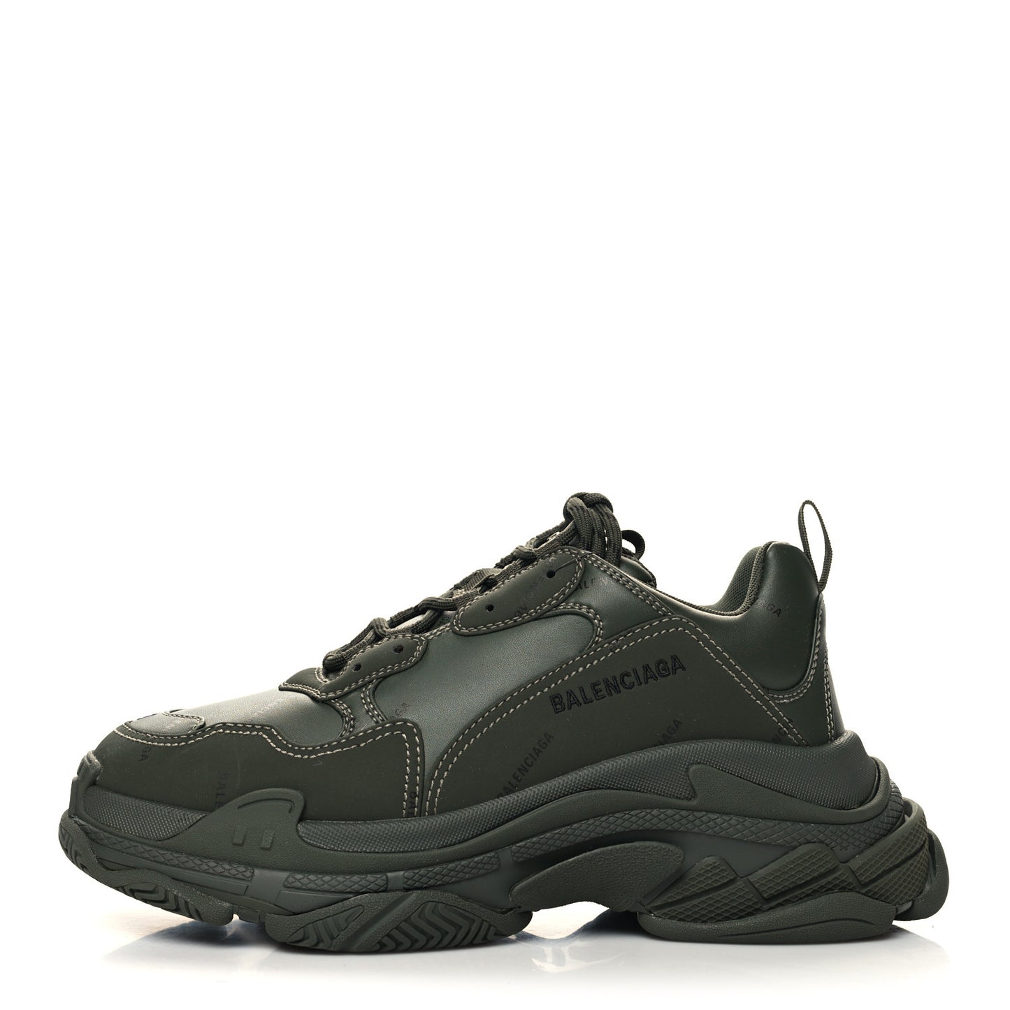 Technical Fabric Allover Logo Mens Triple S Sneakers 43 Kaki Black