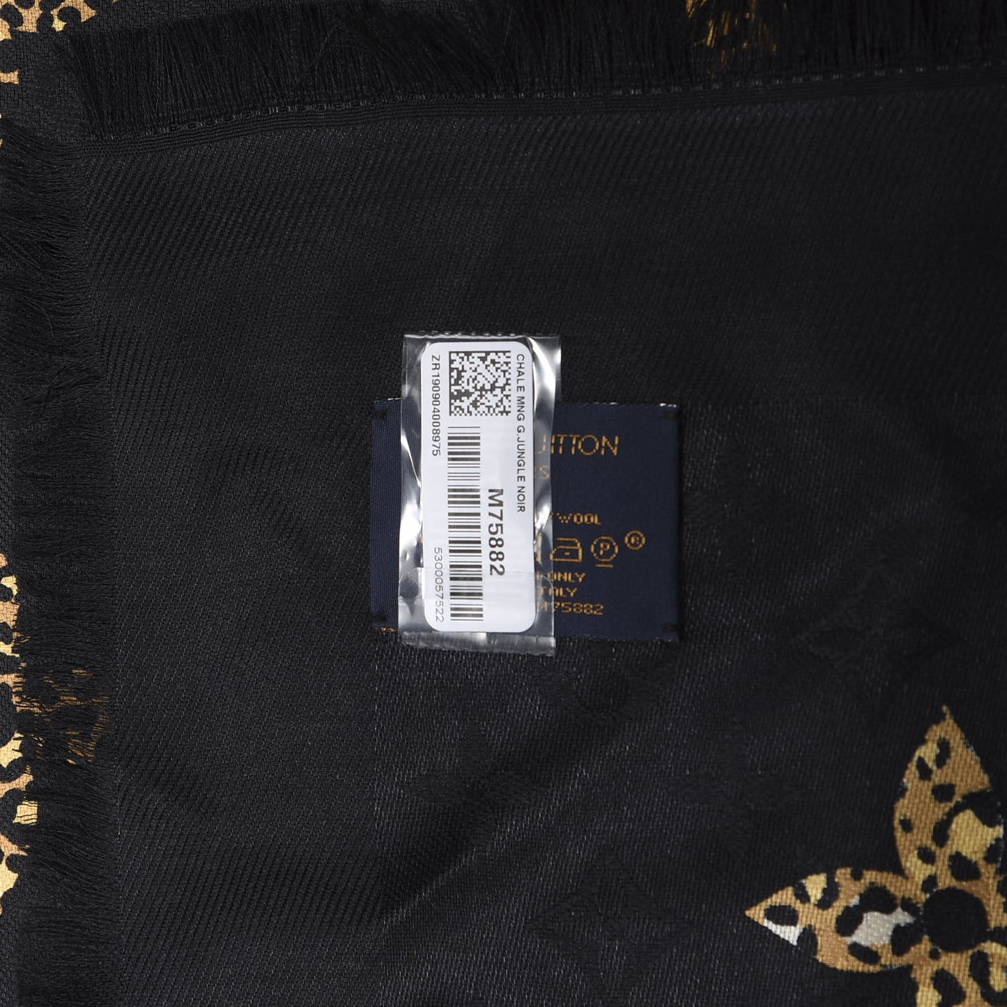 Wool Silk Monogram Giant Jungle Shawl Black