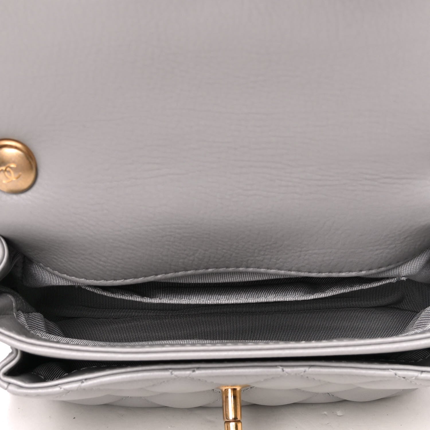 Chanel Calfskin Quilted Top Handle Flap Light Grey 4 of 4