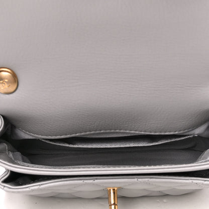 Chanel Calfskin Quilted Top Handle Flap Light Grey 4 of 4