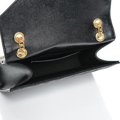 Saint Laurent Grain De Poudre Matelasse Chevron Medium Monogram Satchel Black 5 of 6
