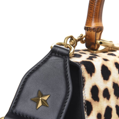 Gucci Calf Hair Calfskin Bamboo Web Leopard Print Medium Dionysus Top Handle Bag Natural Blue Agata Hibiscus Red 10 of 13