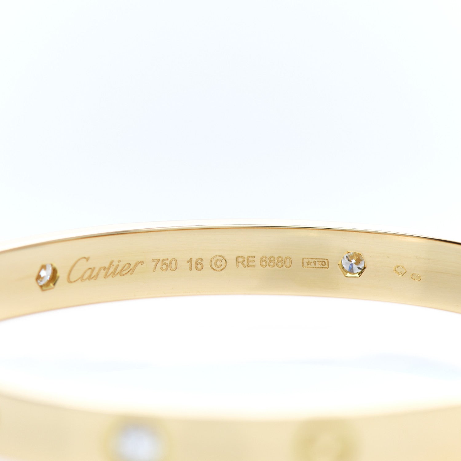 Cartier 18K Yellow Gold 4 Diamond LOVE Bracelet 16 4 of 4