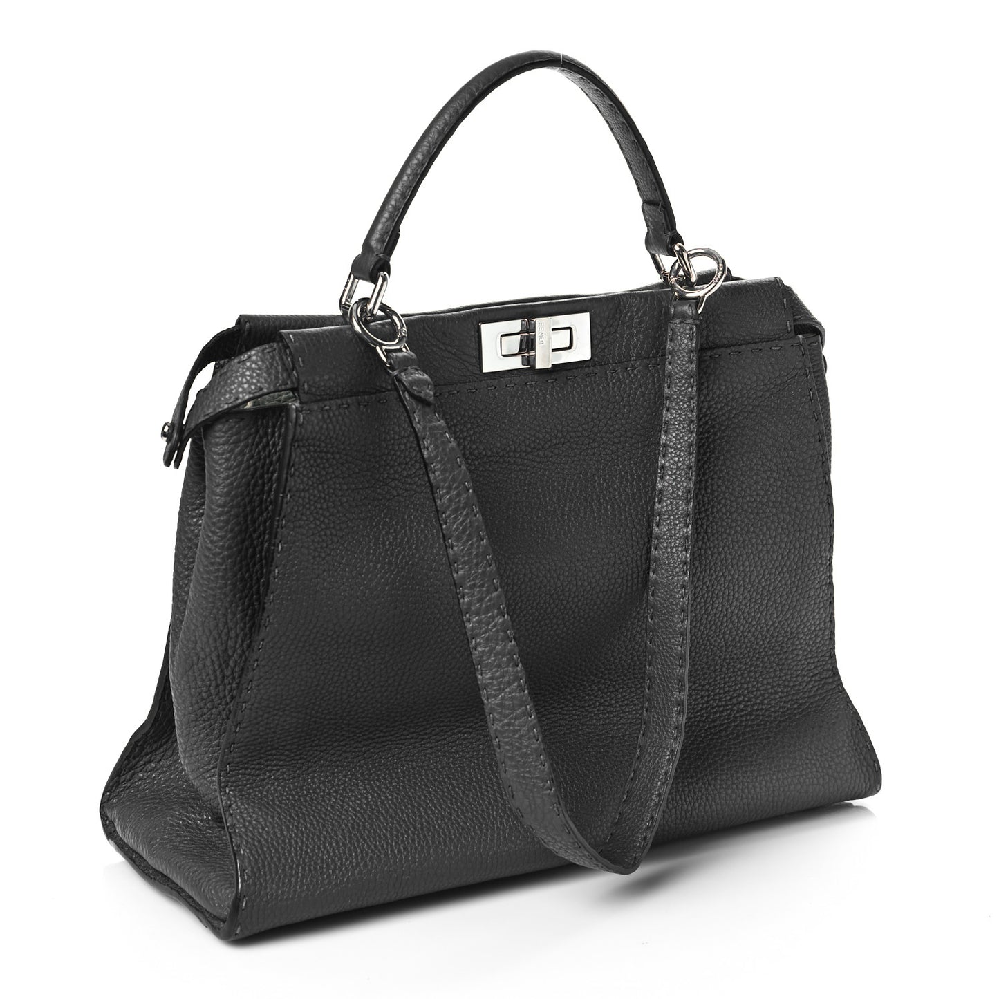 Cuoio Romano Selleria Bi-Color Large Peekaboo Iconic Satchel Asfalto Latte