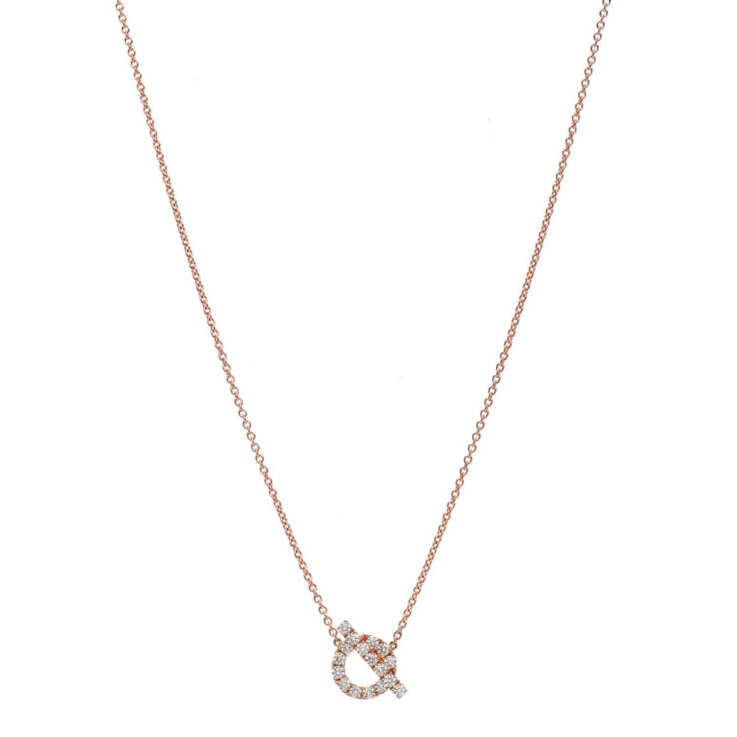 Hermes 18K Rose Gold Diamond Finesse Pendant Necklace 1 of 4