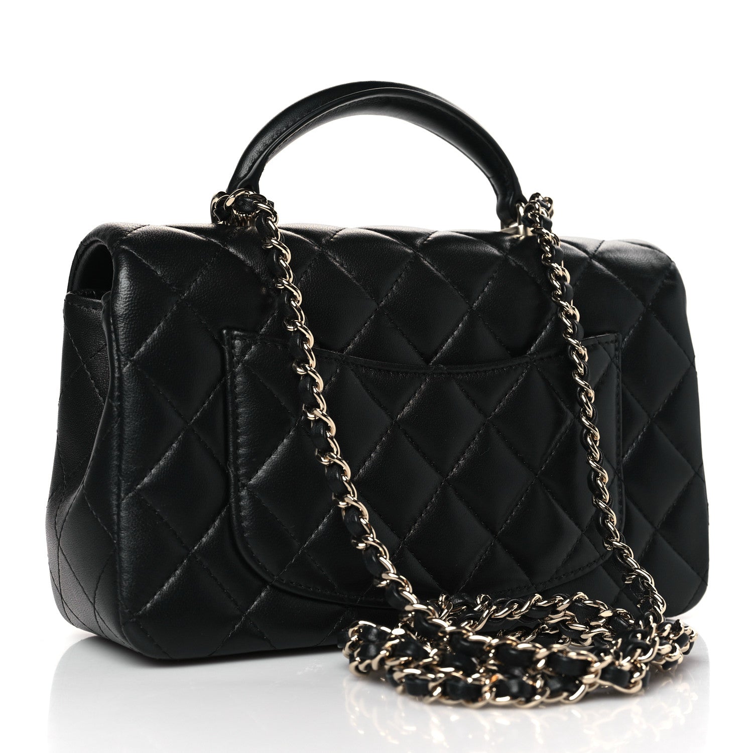 Chanel Lambskin Quilted Mini Top Handle Rectangular Flap Black 3 of 10