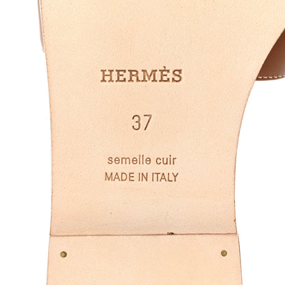 Hermes Box Calfskin Oran Sandals 37 Gold 8 of 9