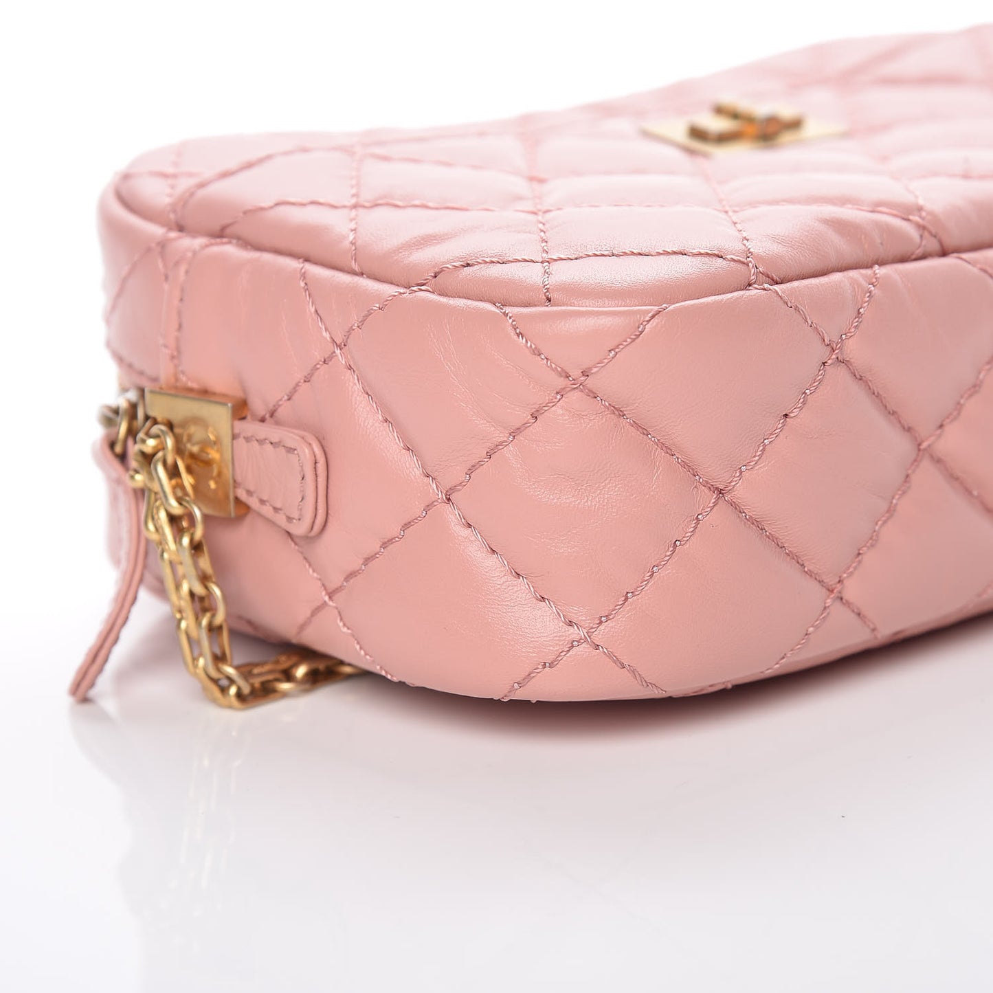 Aged Calfskin Quilted Mini Reissue Camera Case Pink