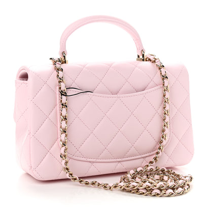 Chanel Lambskin Quilted Mini Top Handle Rectangular Flap Light Pink 3 of 9