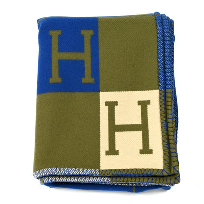 Hermes Wool Cashmere Avalon III Throw Blanket Marine Kaki 1 of 3