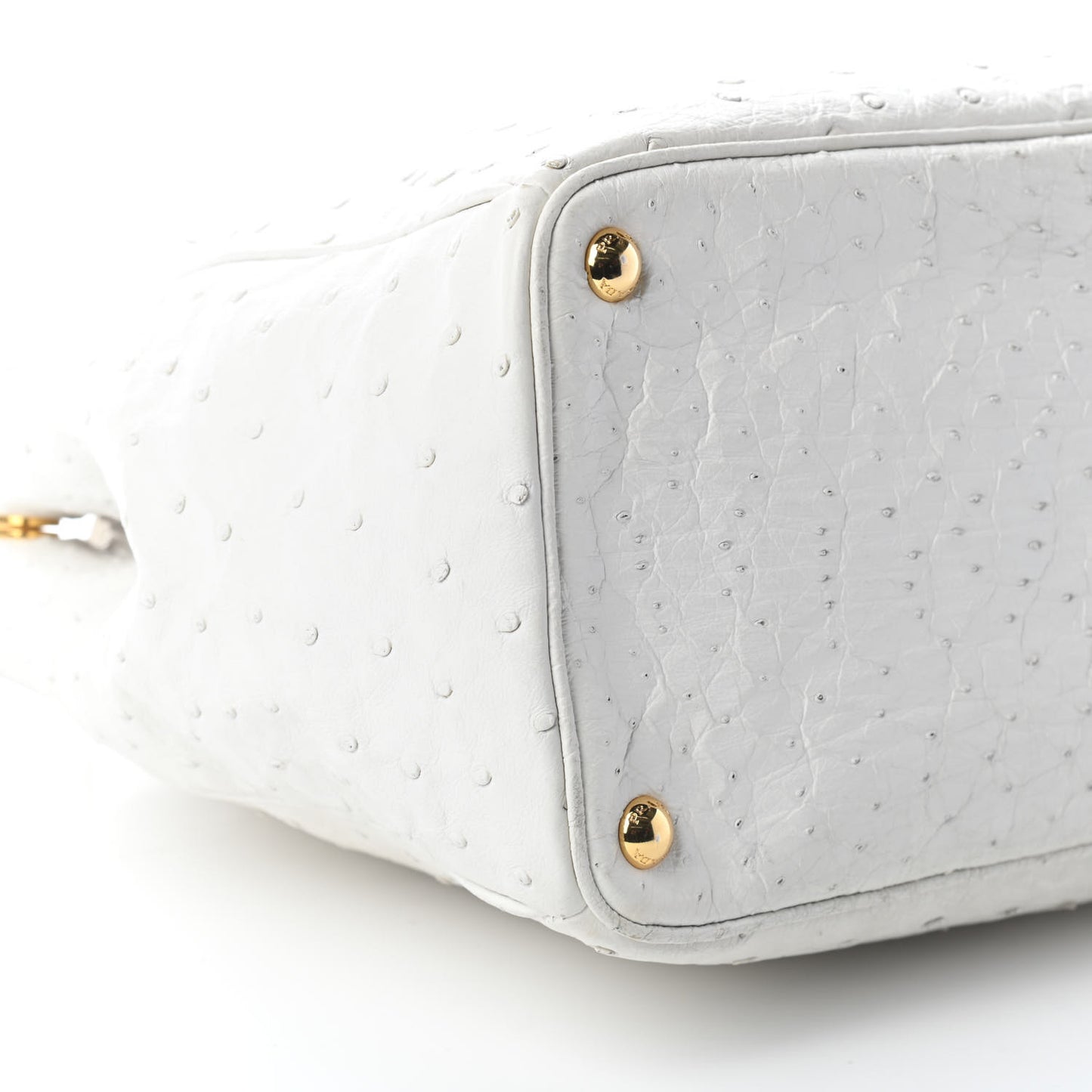Ostrich Large Galleria Double Zip Tote White