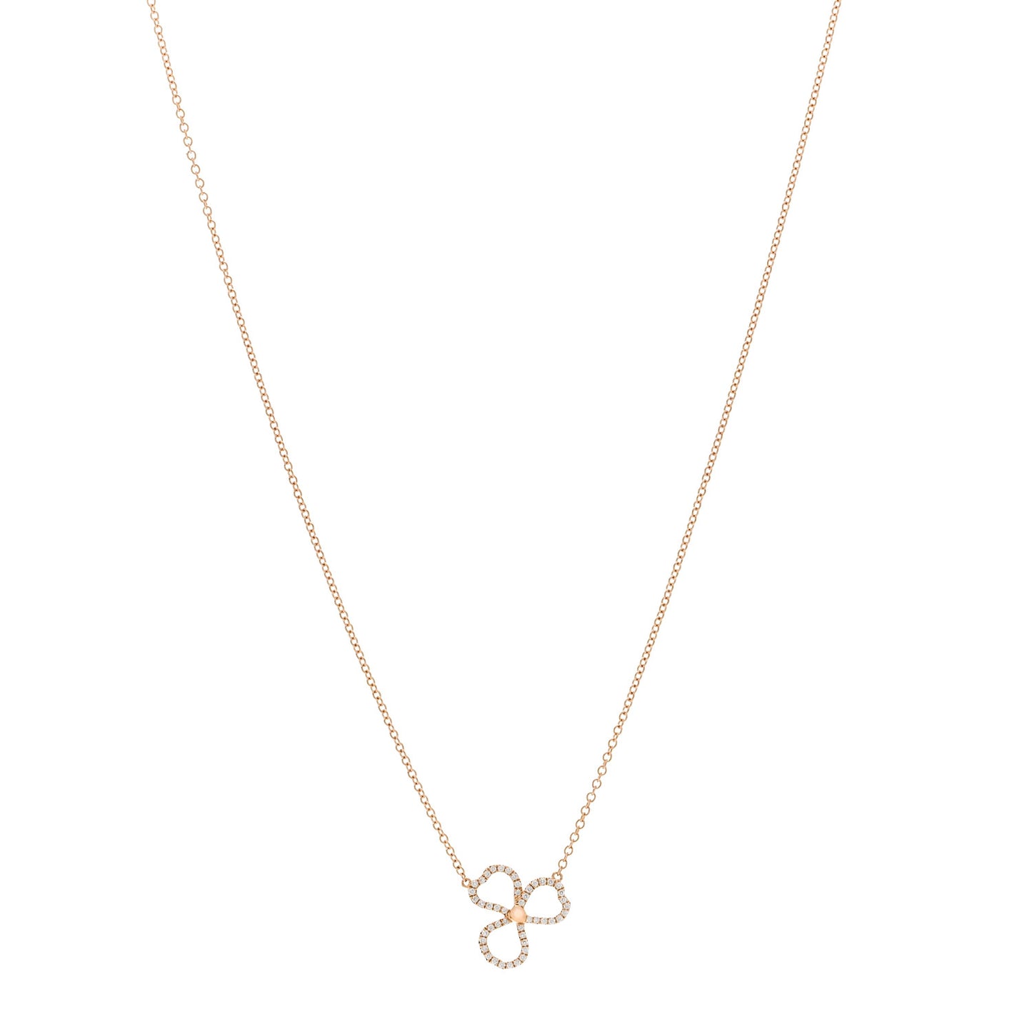 18K Rose Gold Diamond Small Paper Flowers Pendant Necklace