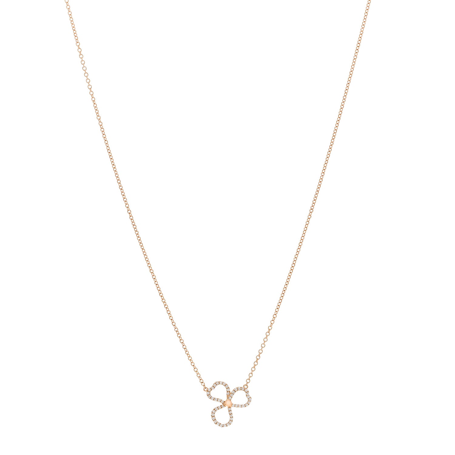 Tiffany 18K Rose Gold Diamond Small Paper Flowers Pendant Necklace 1 of 6