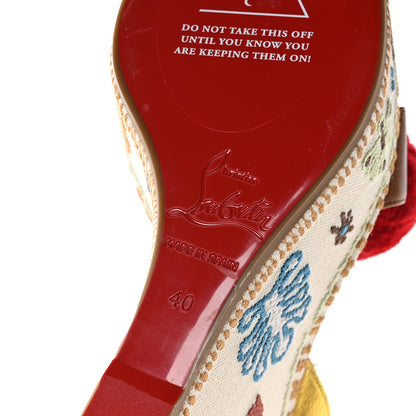 Christian Louboutin Denim Embroidered Cycladissimo 120 Wedge Sandals 40 Multicolor 8 of 8