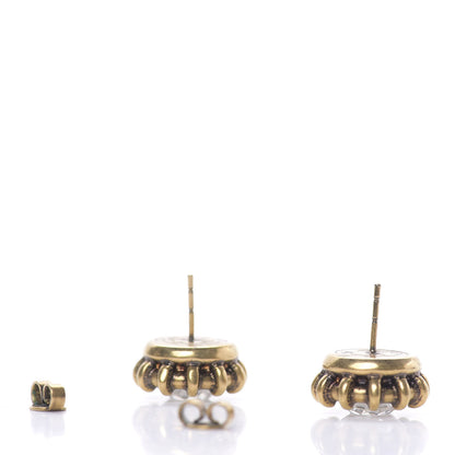 Gucci Crystal Stud Earrings Aged Gold 3 of 6
