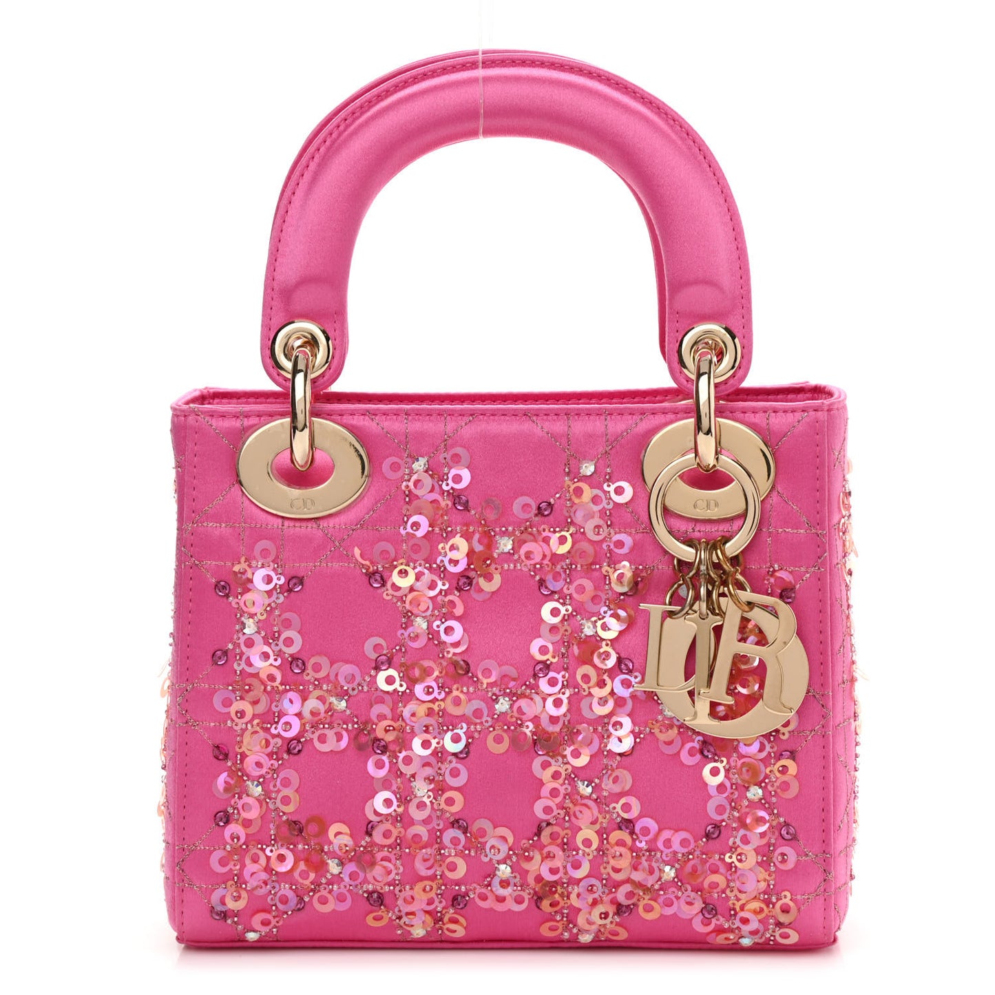 Satin Sequin Mini Lady Dior Pink