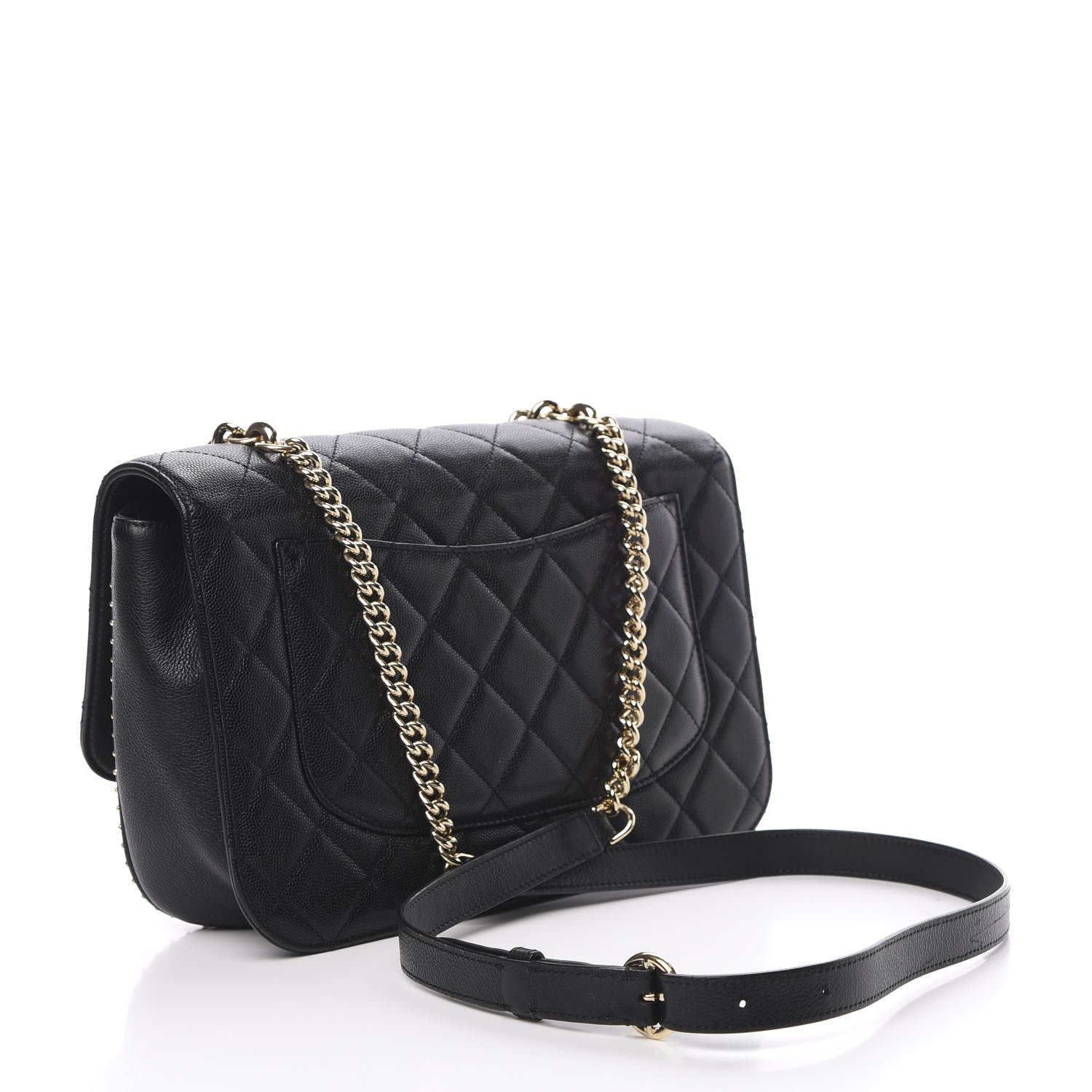 Chanel Caviar Quilted Large Studded Flap Black 4 of 14
