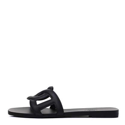 Hermes Rubber Aloha Sandals 39 Black 1 of 10