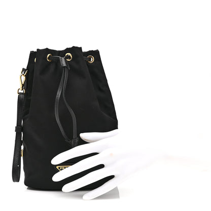 Prada Saffiano Tessuto Nylon Vela Bucket Wristlet Black 2 of 10