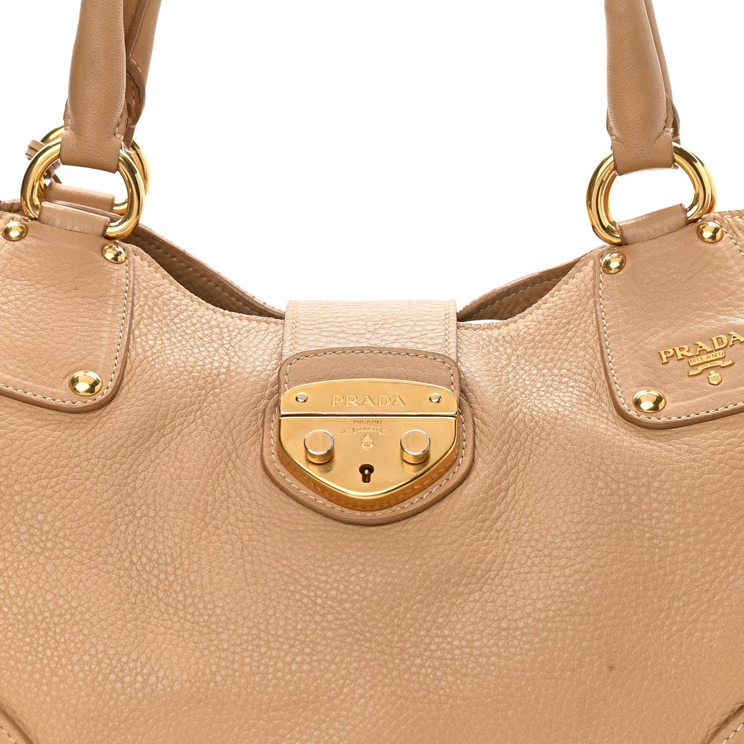 Prada Vitello Daino Pushlock Tote Sughero 8 of 21