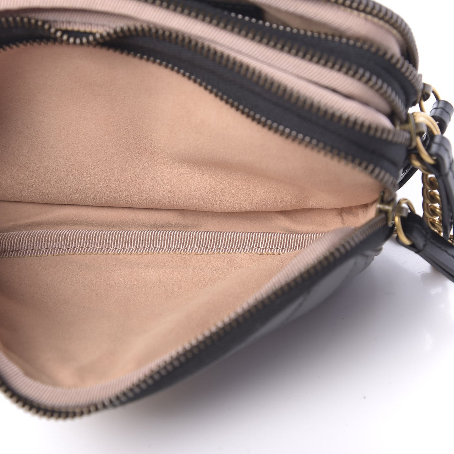 Calfskin Matelasse Mini GG Marmont Chain Crossbody Bag Black