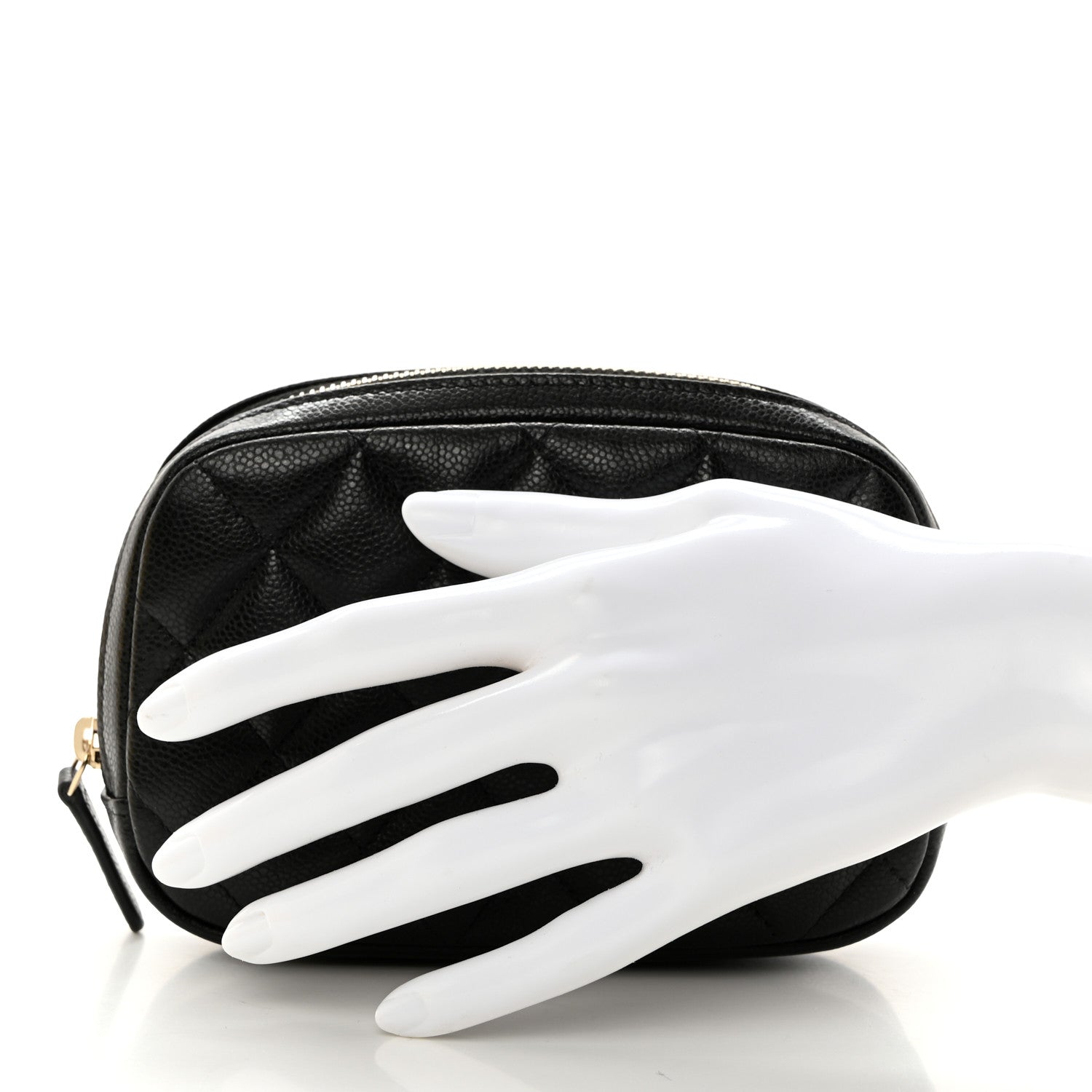Chanel Caviar Quilted Small Curvy Pouch Cosmetic Case Black 2 of 8