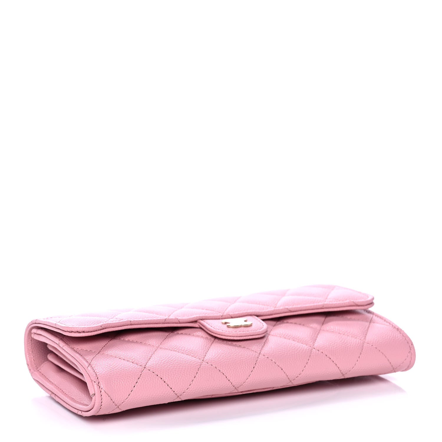 Chanel Caviar Quilted Large Gusset Flap Wallet Light Pink 4 of 12