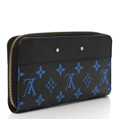 Louis Vuitton Calfskin Colored Monogram Zippy Wallet Blue Black 3 of 7