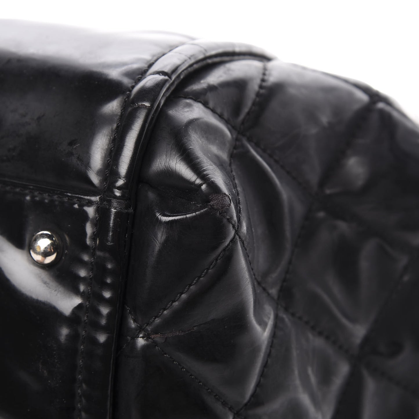 Vinyl Lipstick Ligne Accordion Tote Black