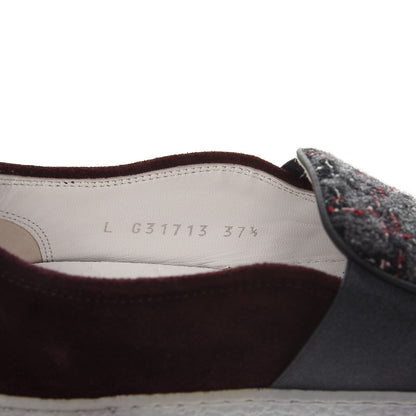 Chanel Suede Tweed Sneakers 37.5 Burgundy 8 of 20