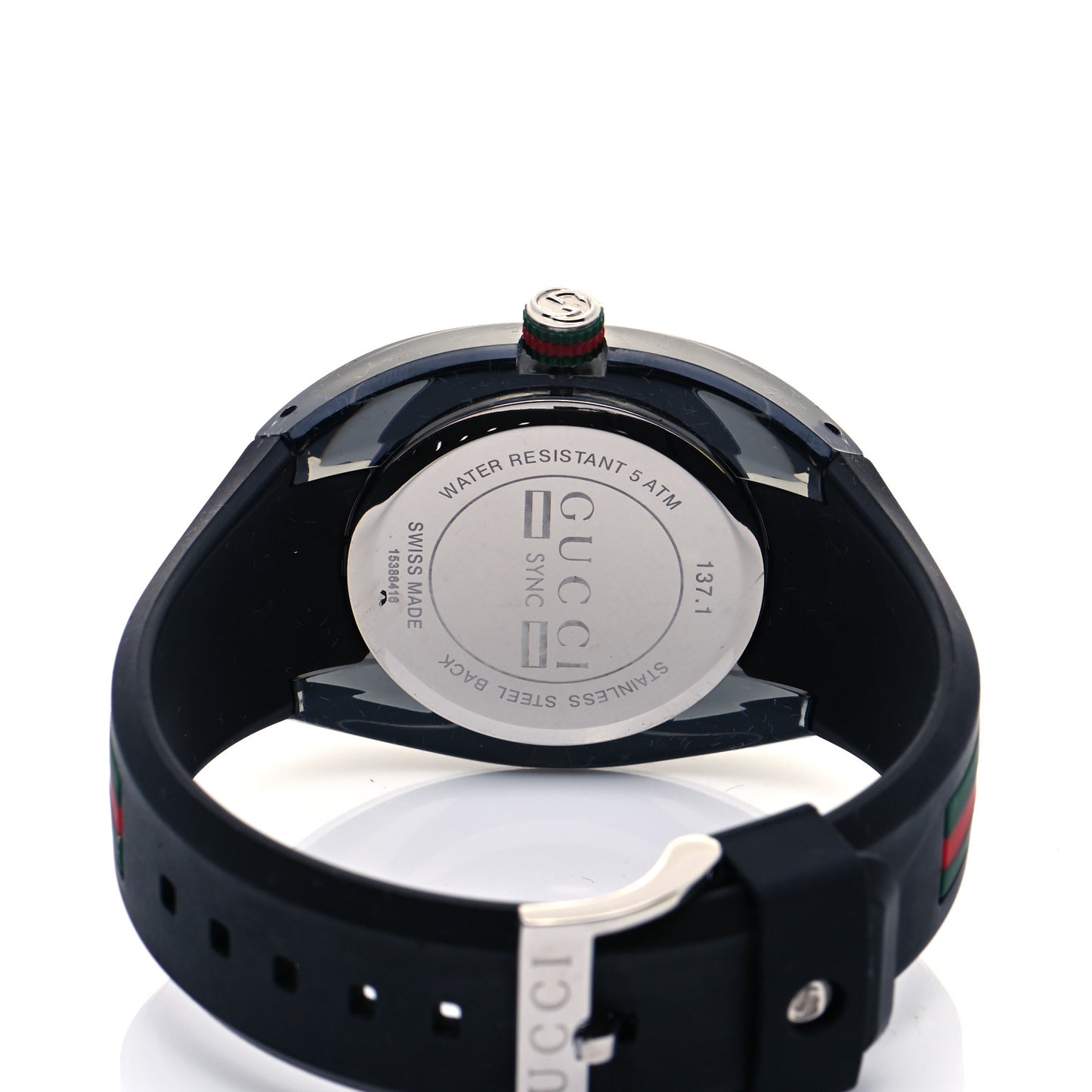 Stainless Steel Rubber 46mm Sync Web Quartz Watch Black