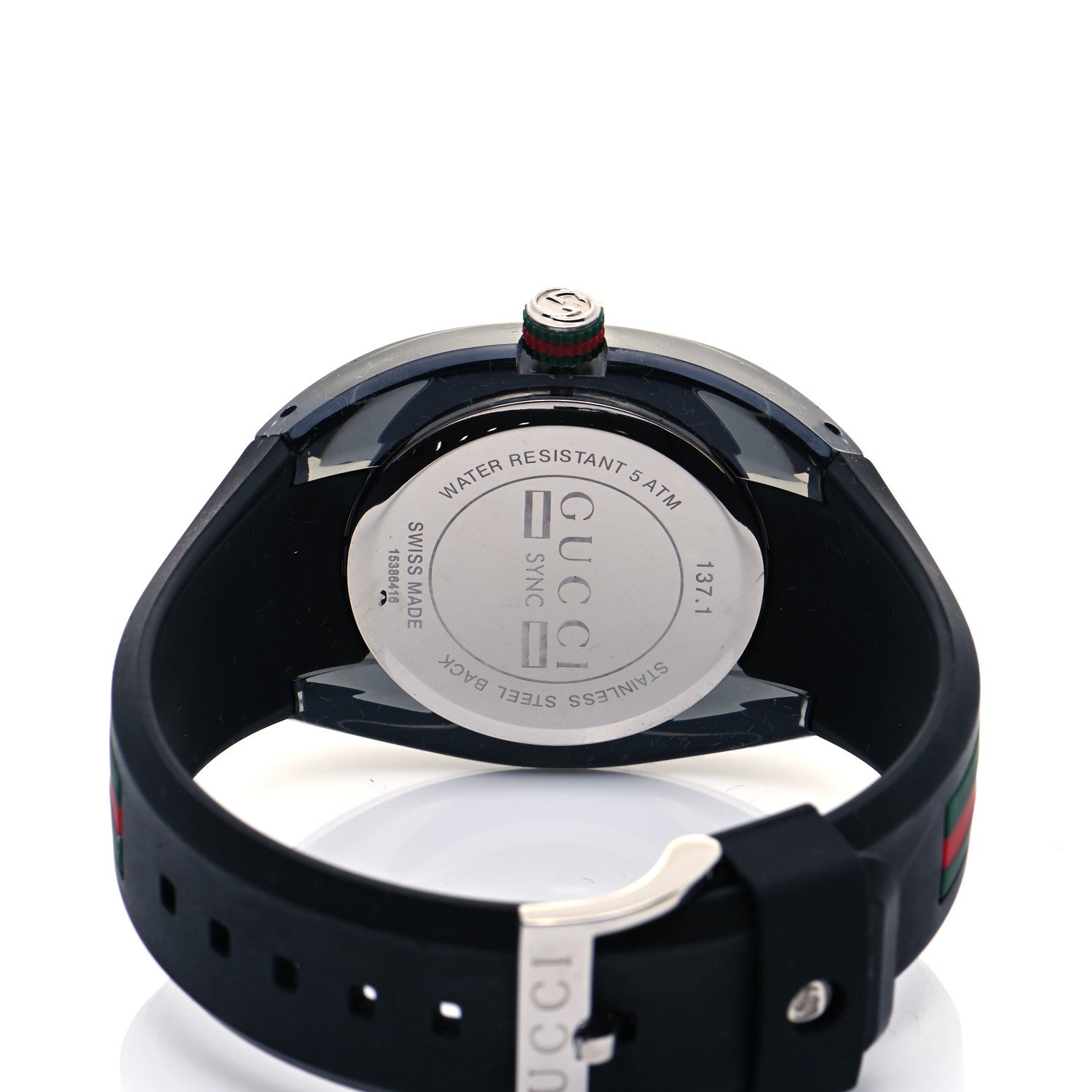 Gucci Stainless Steel Rubber 46mm Sync Web Quartz Watch Black 4 of 7