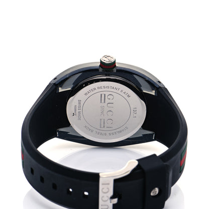 Gucci Stainless Steel Rubber 46mm Sync Web Quartz Watch Black 4 of 7