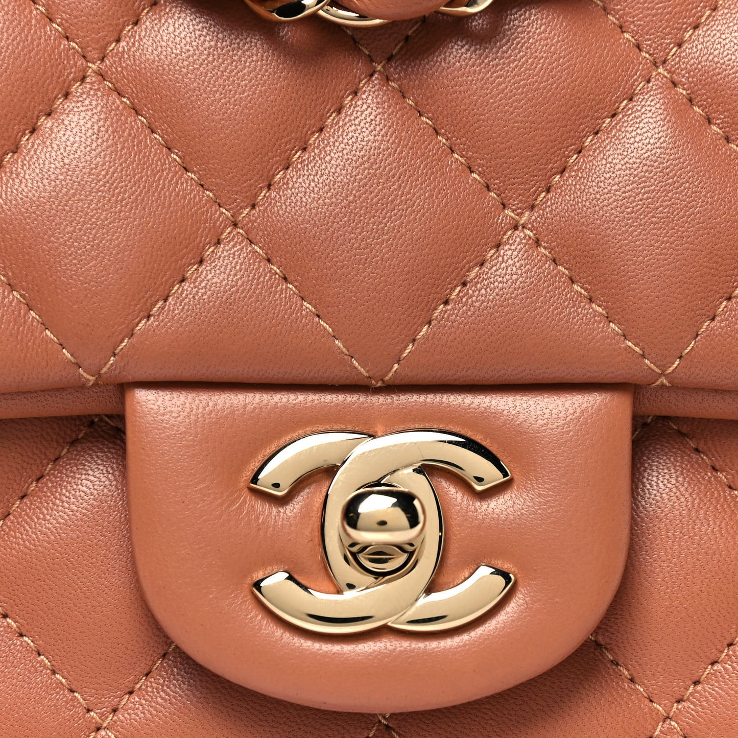 Lambskin Quilted Mini Square Flap Brown