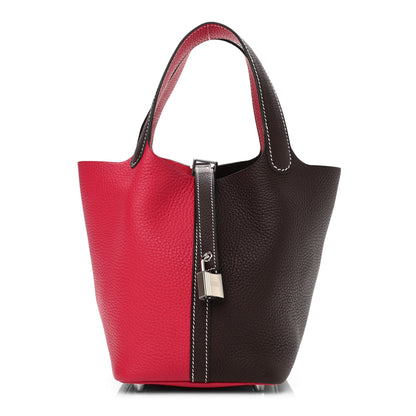 Hermes Taurillon Clemence Casaque Picotin Lock 18 PM Rouge Sellier Framboise 1 of 10