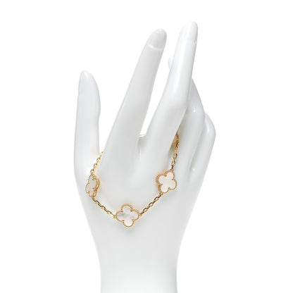 Van Cleef & Arpels 18K Yellow Gold Mother of Pearl 5 Motifs Vintage Alhambra Bracelet 2 of 7