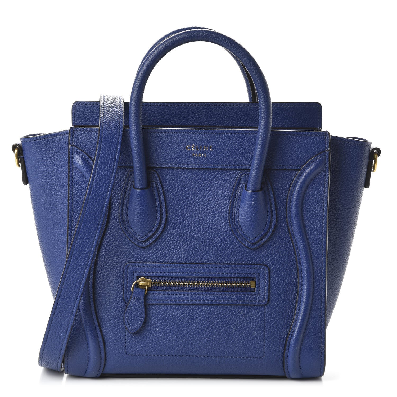 Celine Drummed Calfskin Nano Luggage Indigo 1 of 9