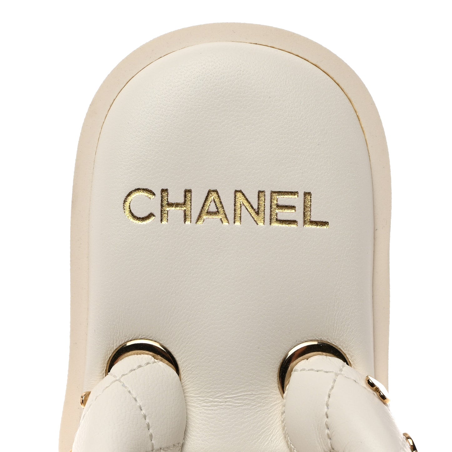 Lambskin Quilted Padded Charms Thong Sandals 36.5 White