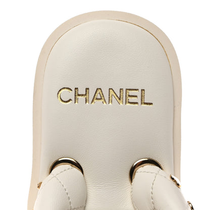 Chanel Lambskin Quilted Padded Charms Thong Sandals 36.5 White 7 of 8